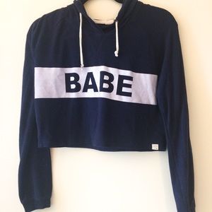 ✨HOST PICK!!✨LA Hearts “BABE” Crop Hoodie